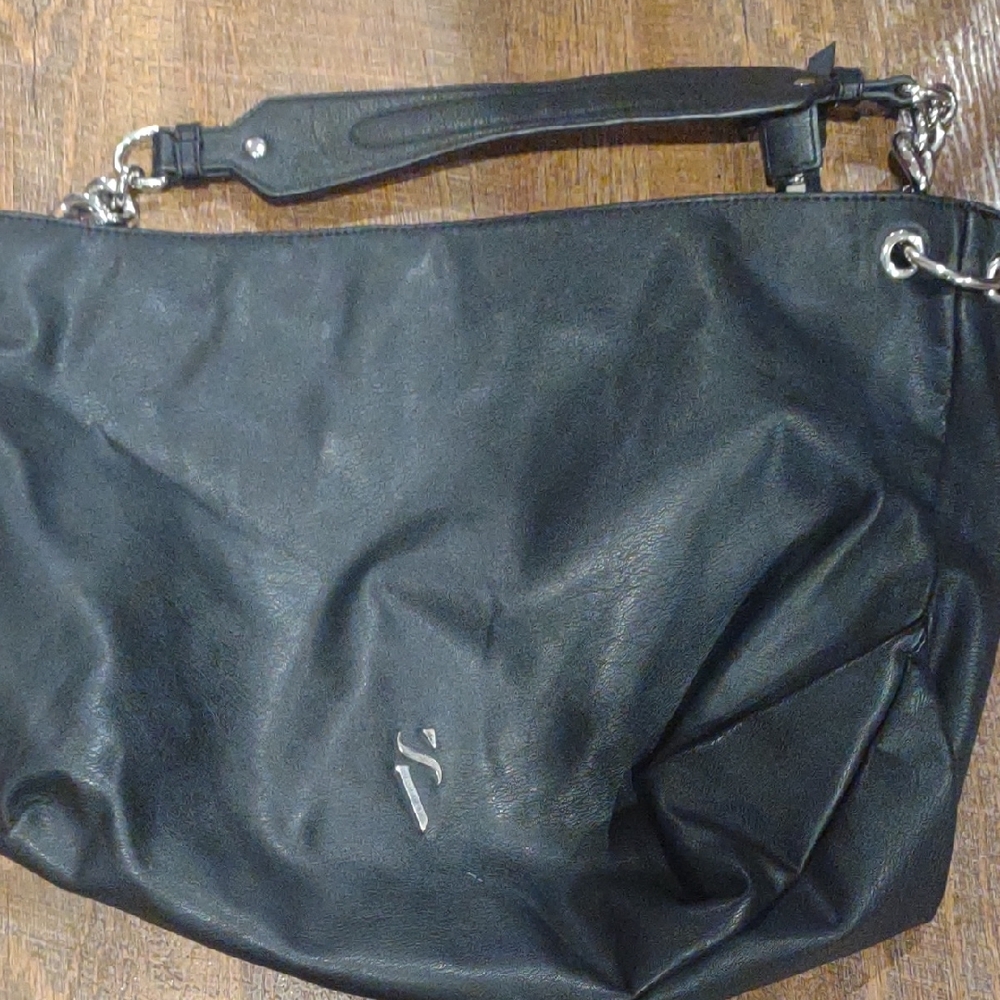 Simply Vera, Vera Wang Chic Black Leather Shoulder Hobo  Bag‎